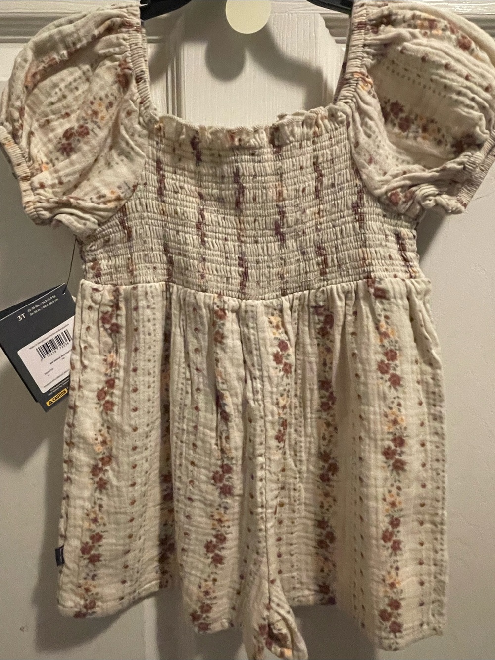 Modern Moments by Gerber Girls 3T Floral Smocked Cotton Gauze Romper NWT - Picture 11 of 11